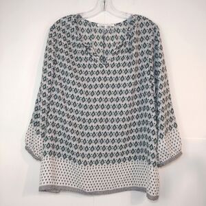 Violet & Claire women's 3/4 sleeve grey & green blouse size (L)